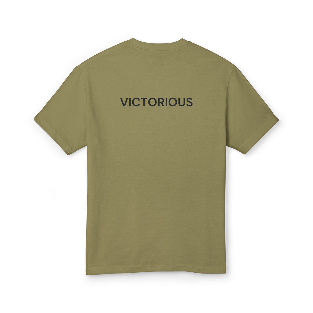 Victorious Tee — Black Embroidered Christian Graphic T-Shirt