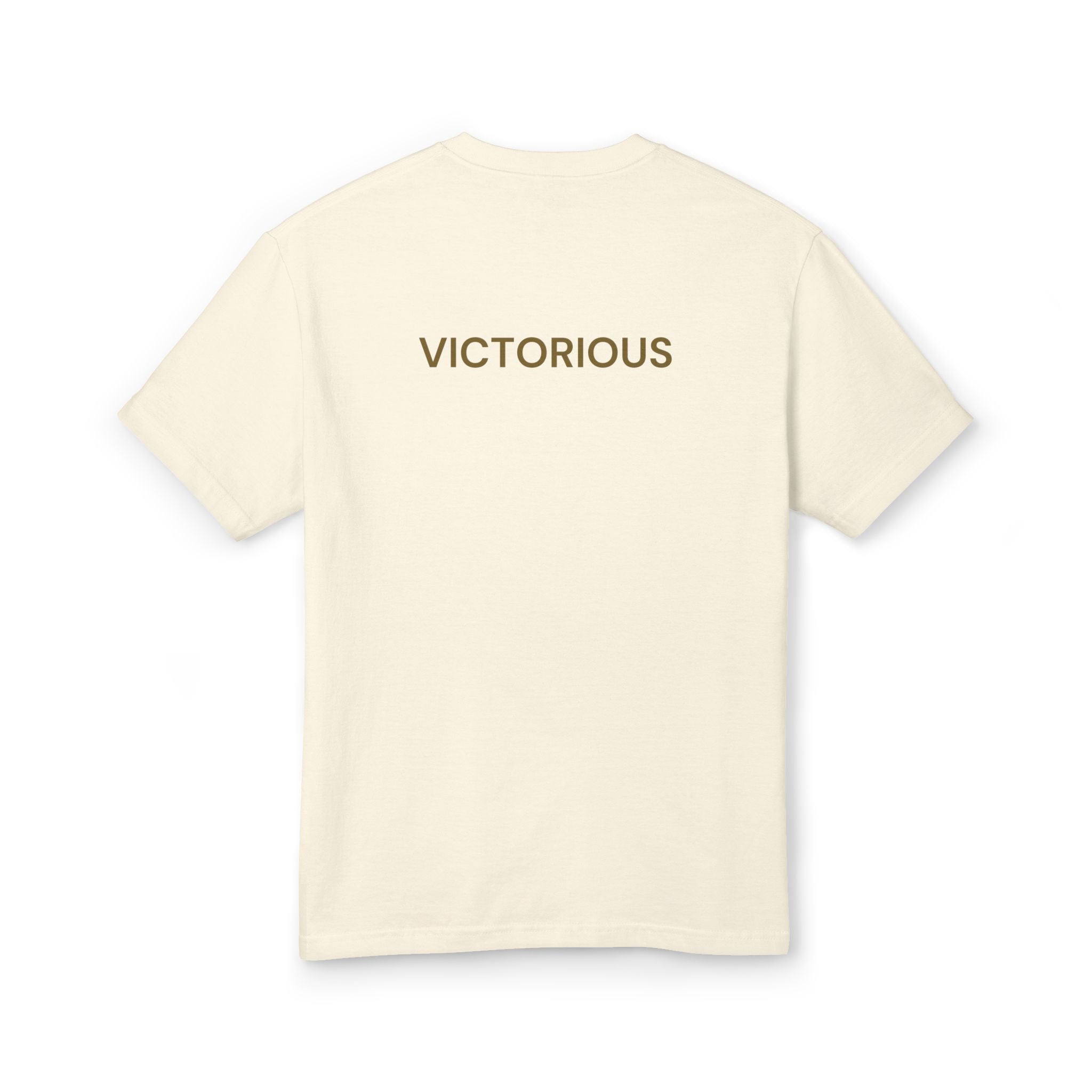Victorious Tee — Gold Embroidered Christian Graphic T-Shirt