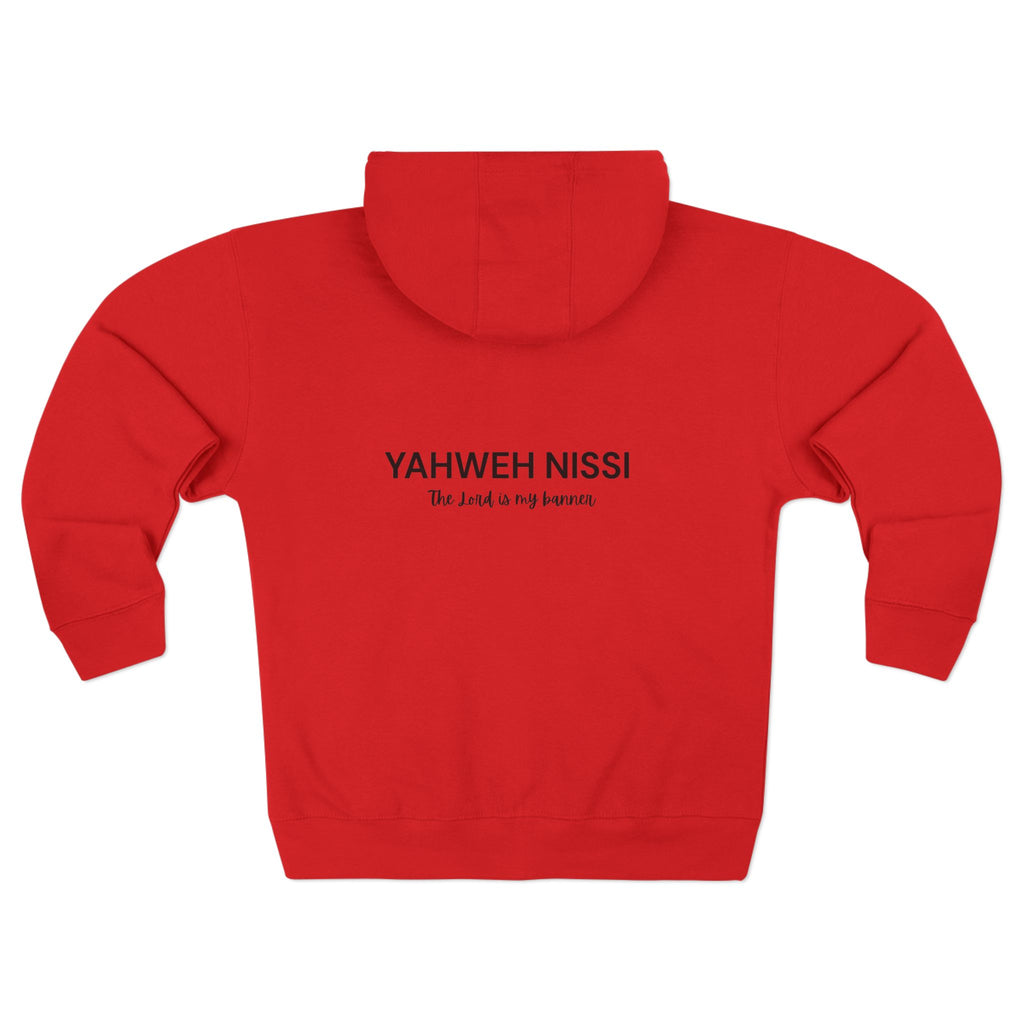 Yahweh Nissi Zip Hoodie — "The Lord Is My Banner"- White Collection - Christian Faith Pullover