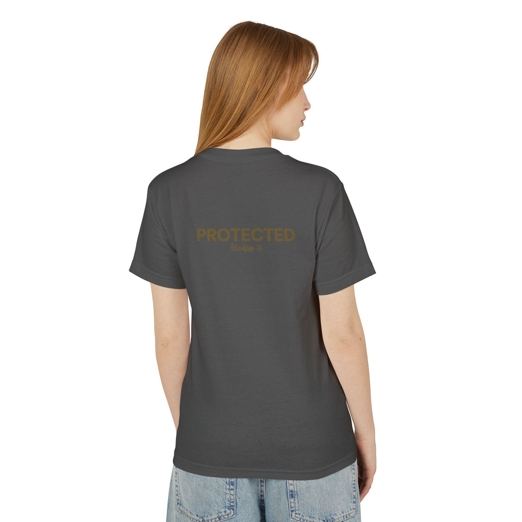 Protected Tee — Gold Embroidered Christian Graphic T-Shirt