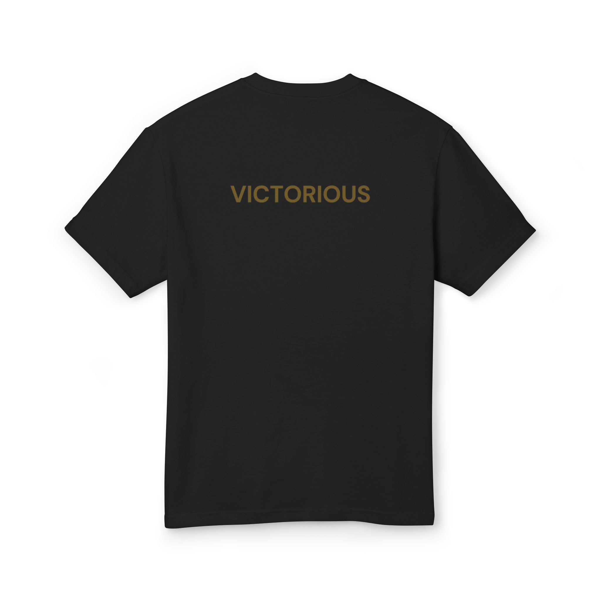 Victorious Tee — Gold Embroidered Christian Graphic T-Shirt