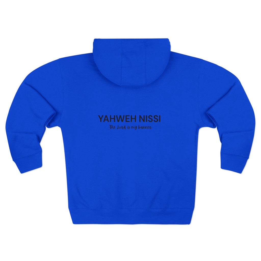 Yahweh Nissi Zip Hoodie — "The Lord Is My Banner"- White Collection - Christian Faith Pullover