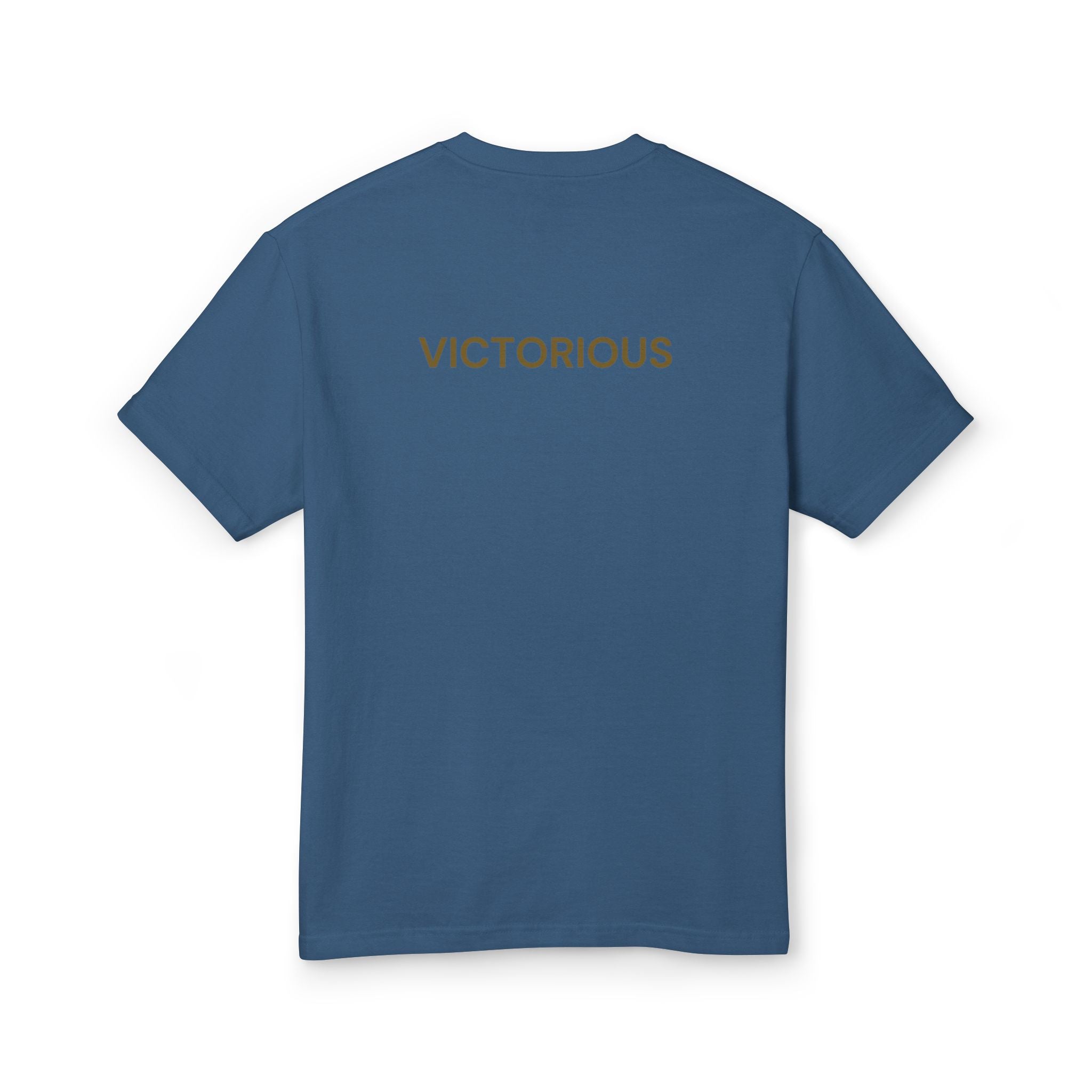 Victorious Tee — Gold Embroidered Christian Graphic T-Shirt