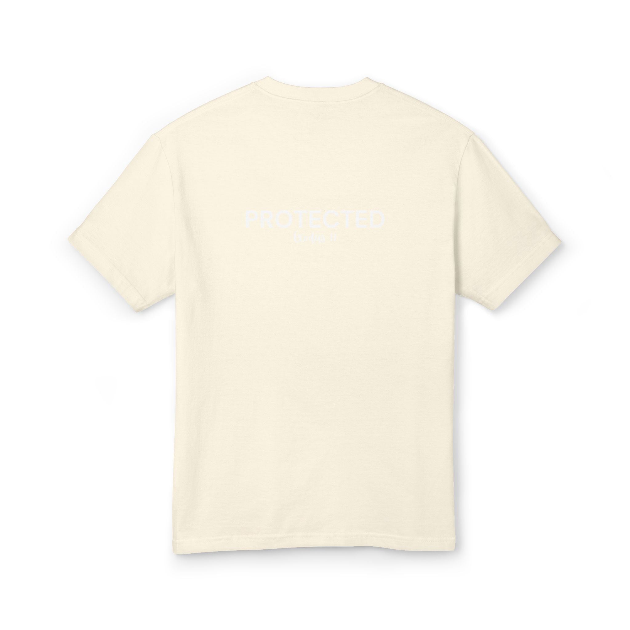 Protected Tee — White Embroidered Christian Graphic T-Shirt
