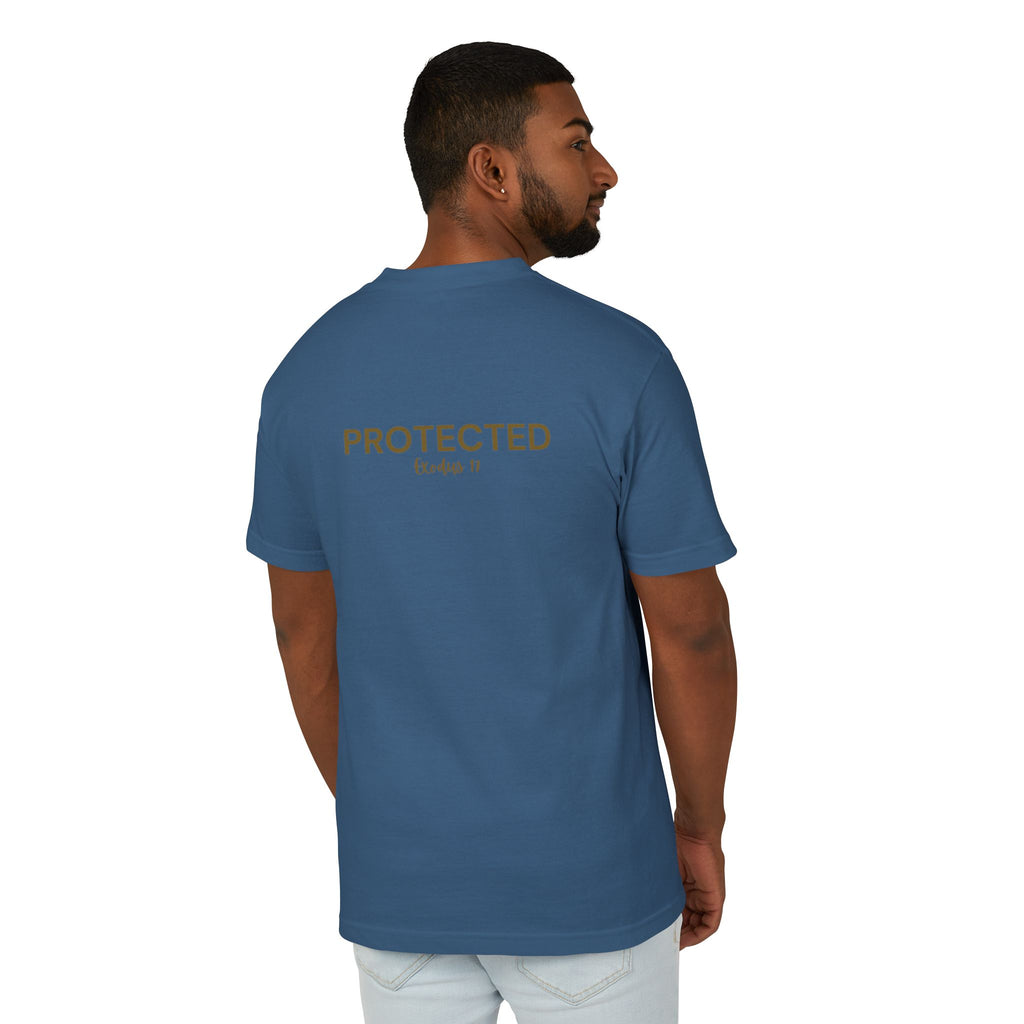 Protected Tee — Gold Embroidered Christian Graphic T-Shirt