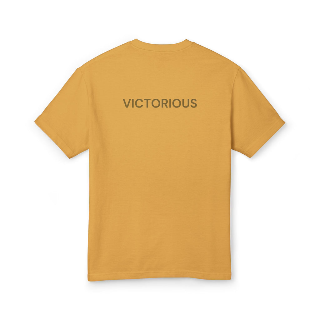 Victorious Tee — Gold Embroidered Christian Graphic T-Shirt