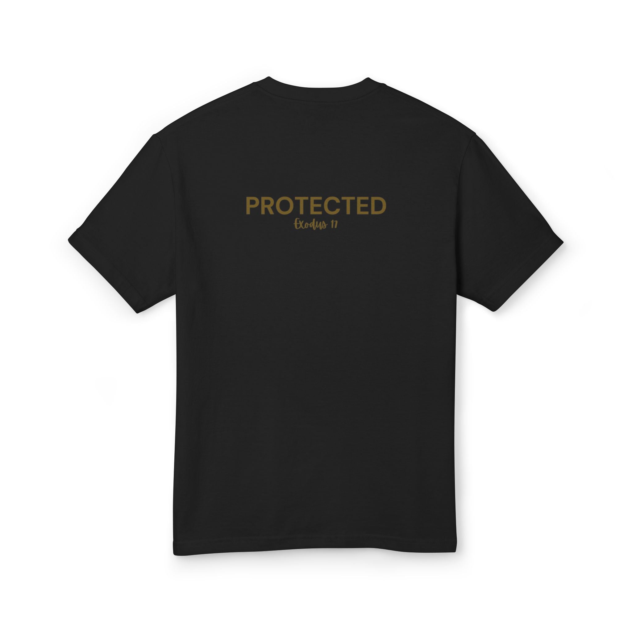 Protected Tee — Gold Embroidered Christian Graphic T-Shirt