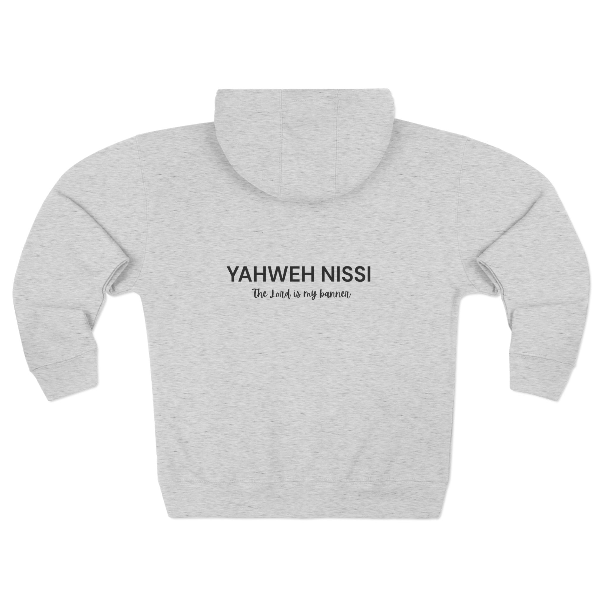 Yahweh Nissi Zip Hoodie — "The Lord Is My Banner"- White Collection - Christian Faith Pullover