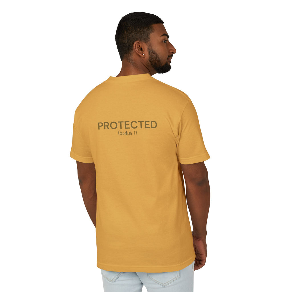 Protected Tee — Gold Embroidered Christian Graphic T-Shirt