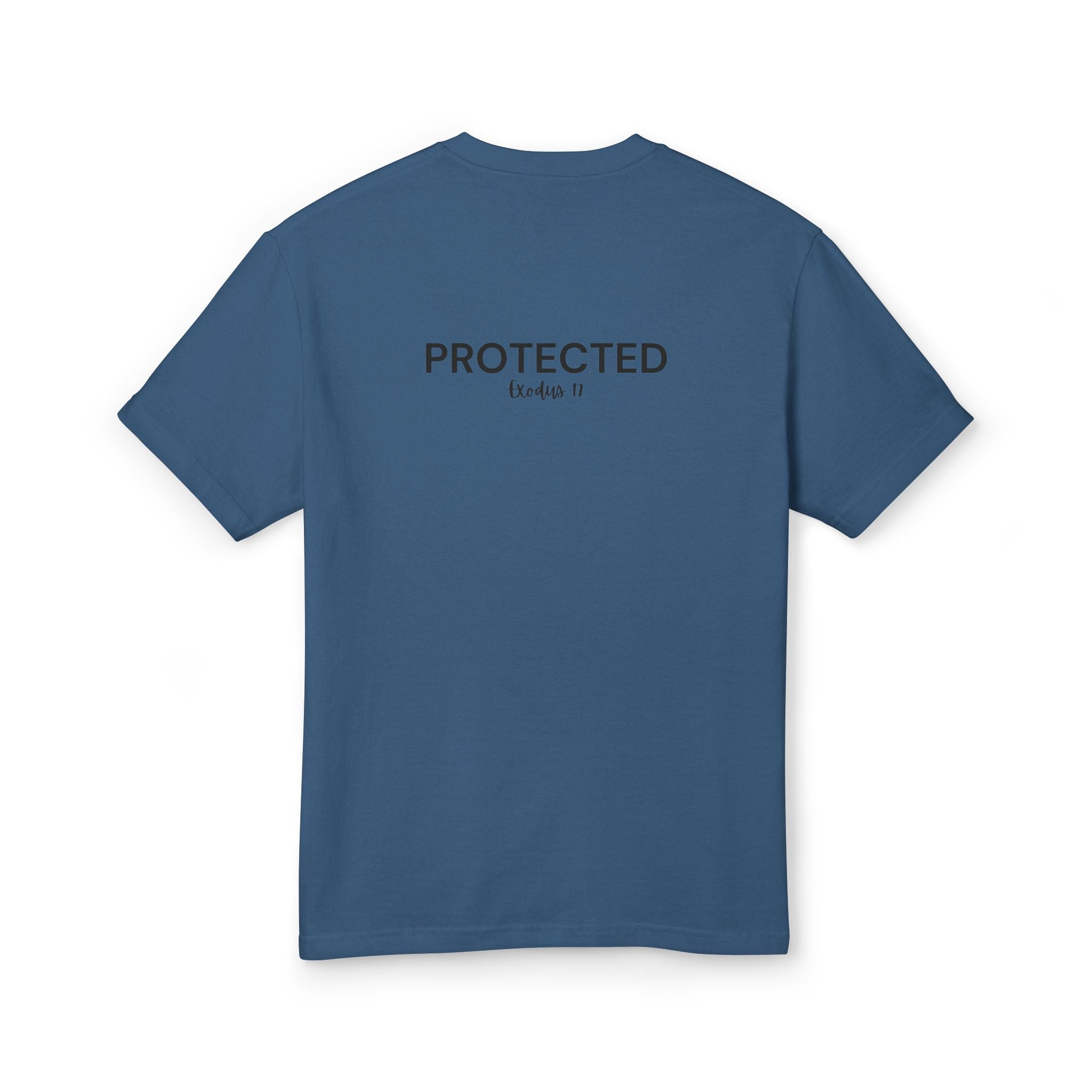 Protected Tee — Black Embroidered Christian Graphic T-Shirt